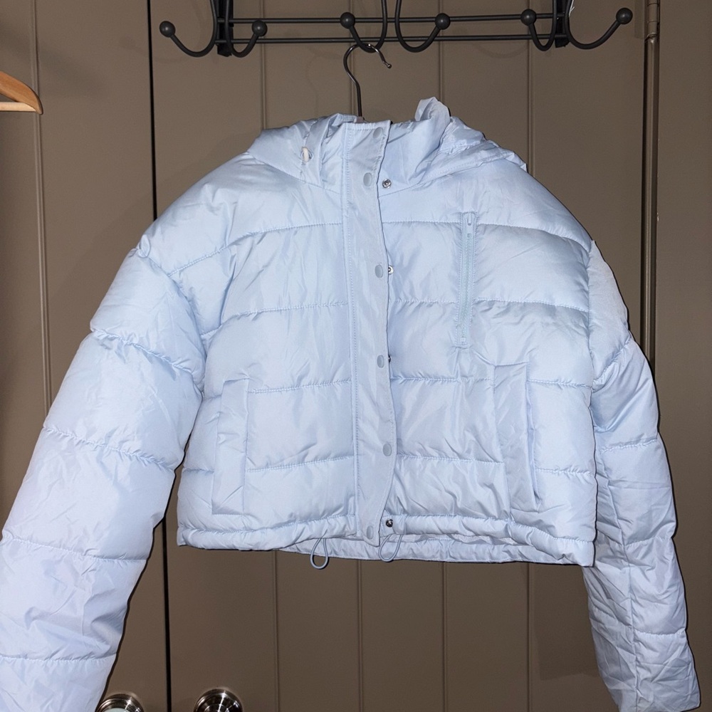 PacSun Sky Blue Hooded Puffer Jacket